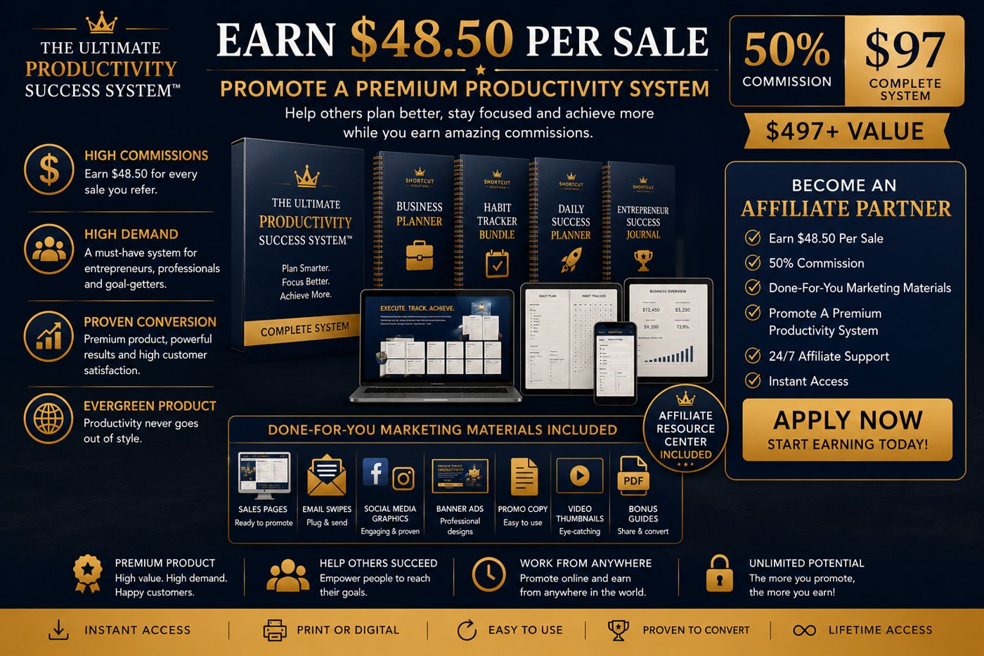 Earn $48.50 per sale promoting The Ultimate Productivity Success System