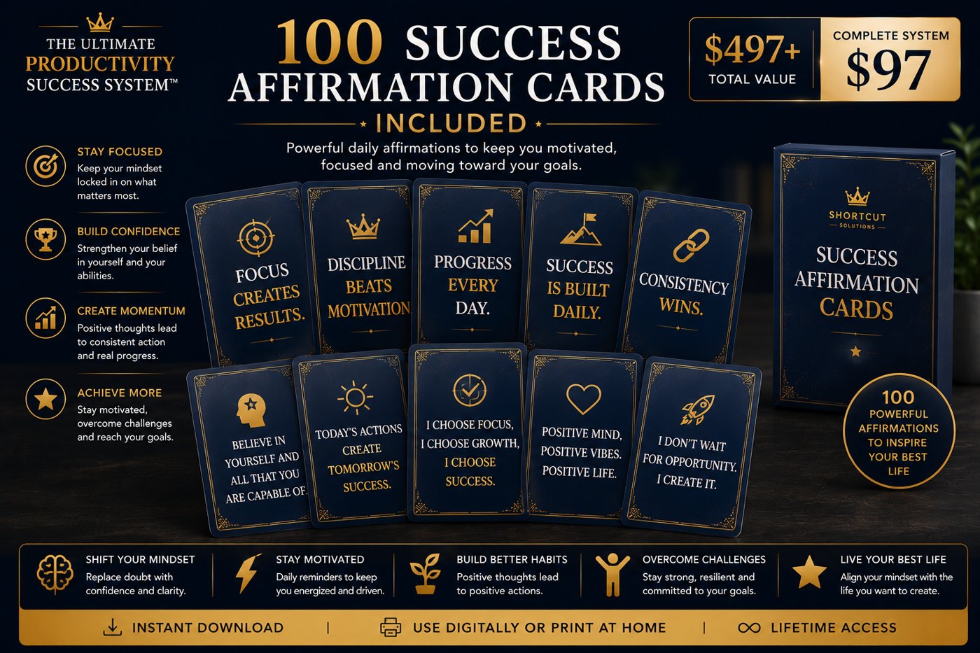 100 success affirmation cards